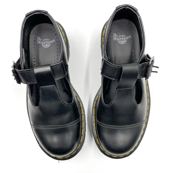 SOLD-NEW Dr Martens Bethan Black Platform Mary Jane Leather Shoes Women's Sz 6 - Picture 5 of 9